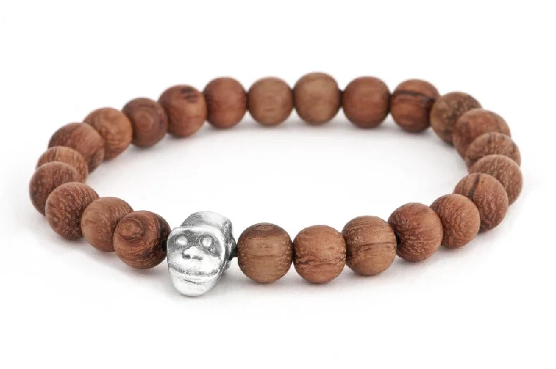 women's sun and moon bracelets-#149 - Men’s beaded bracelet Sterling Silver monkey brown