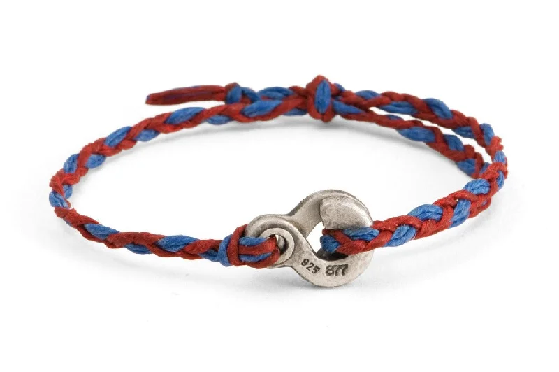 women's Western bracelets-#133 - Men’s bracelet Canvas Double Hook blue red