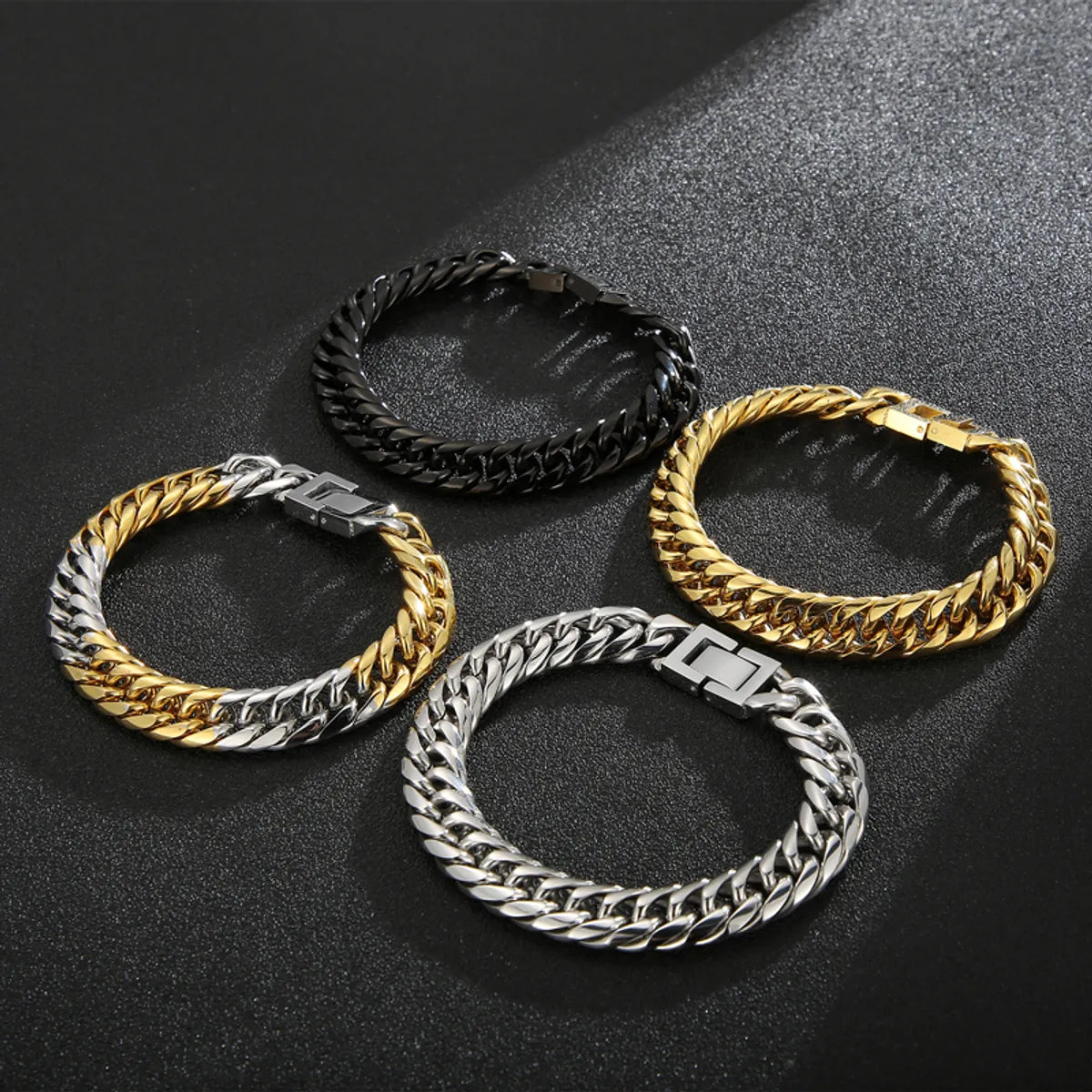 women's oversized bangle bracelets-Wholesale Hip-hop Solid Color Stainless Steel 18k Gold Plated Bracelets