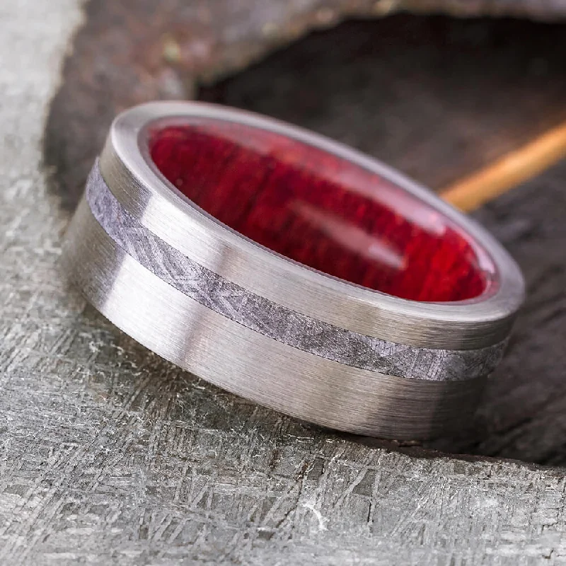 women's infinity engagement rings-Wood & Meteorite Men's Wedding Band