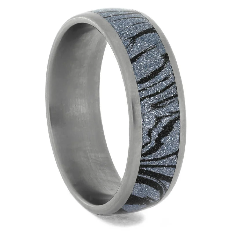 women's round engagement rings-Cobaltium Mokume Men's Wedding Band in Titanium