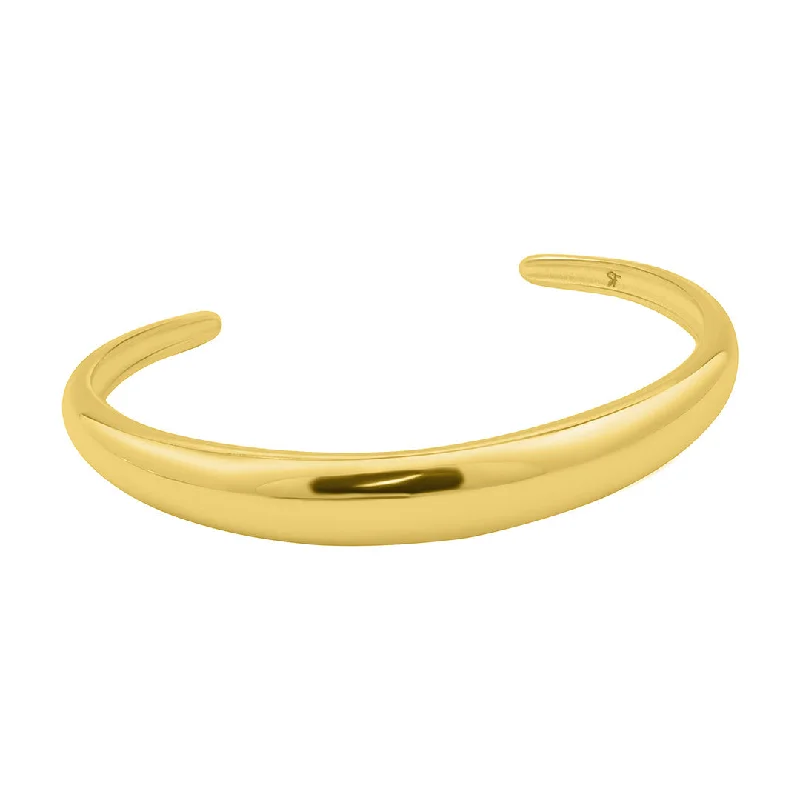 women's three-layer bracelets-Tarnish Resistant 14k Gold Plated Dome Cuff