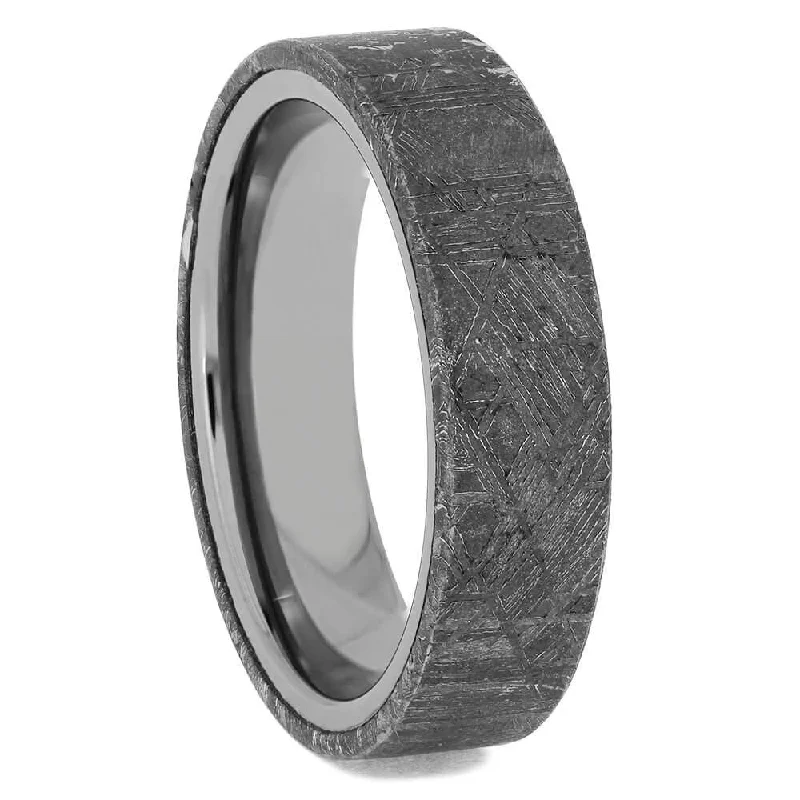 women's heirloom engagement rings-Men's Meteorite Wedding Band in Tungsten