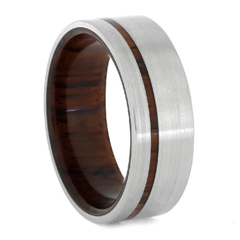 women's diamond engagement rings-Honduran Rosewood Wedding Band In Titanium