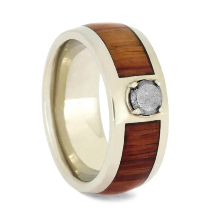 women's oval cut engagement rings-Gold Meteorite Stone Engagement Ring with Tulipwood