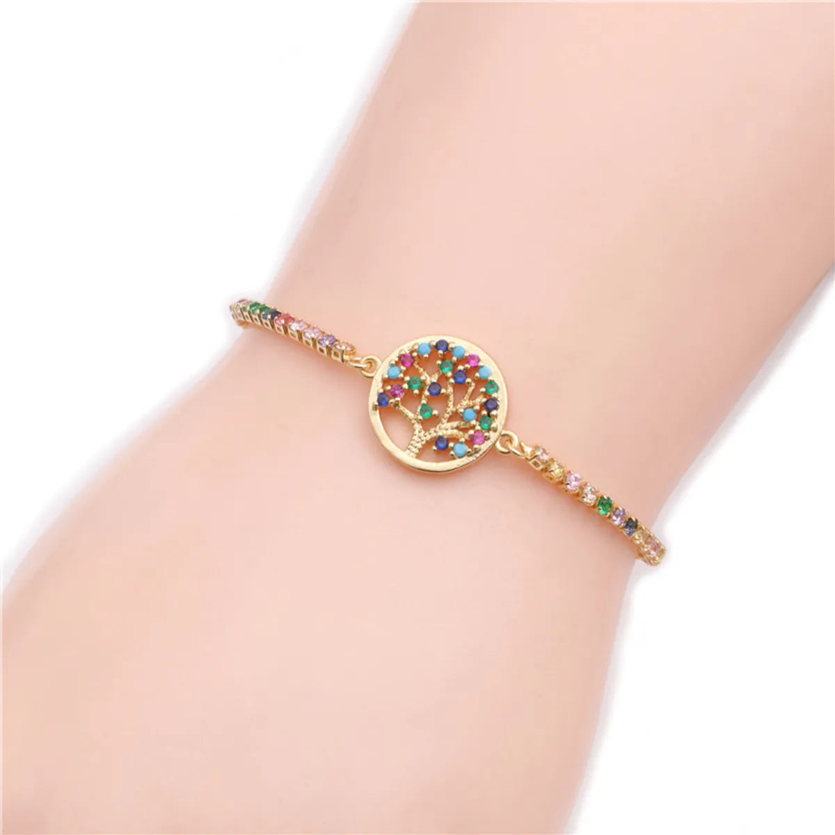 women's magnetic bracelets-Hot Sale Micro-set Zircon Chain Color Chain Life Tree Valentine's Day Gift Bracelet Wholesale Gooddiy