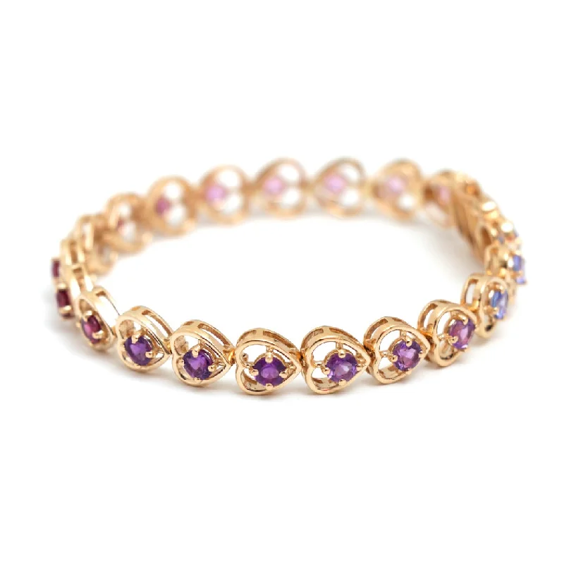 women's charm bracelets-The Love Ombre' Gemstone Heart Tennis Bracelet