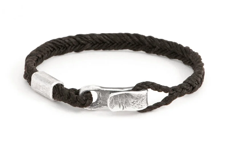 women's layered bracelets-#138 - Men’s bracelet Canvas Sterling Silver black