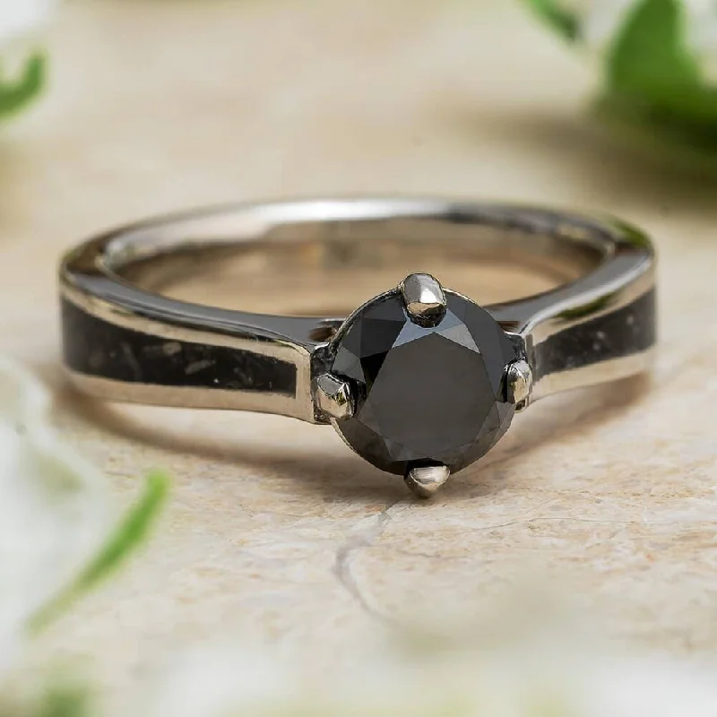 women's minimalist engagement rings-Black Diamond Engagement Ring