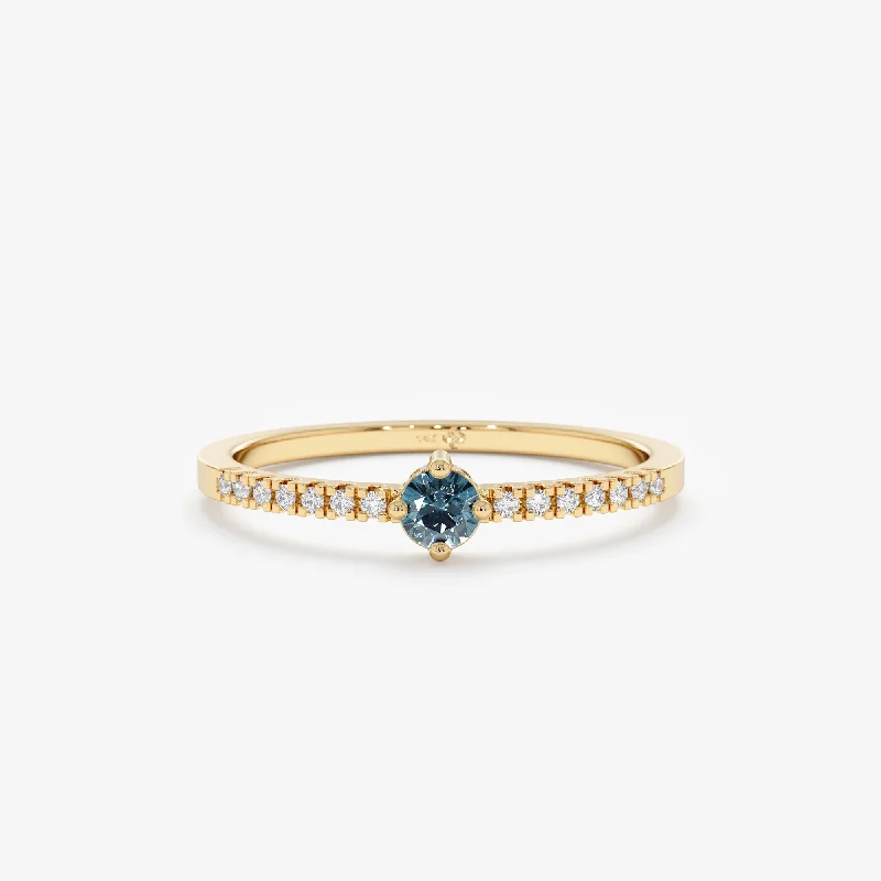 women's affordable engagement rings-Blue Topaz and Diamond Engagement Ring, Angela