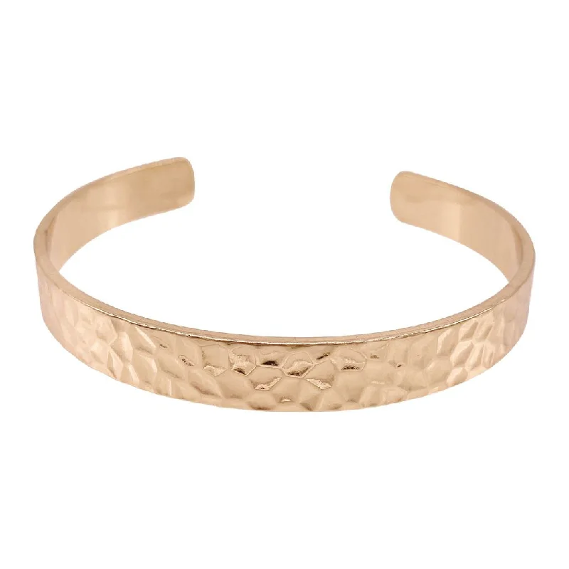 women's delicate bracelets-Tarnish Resistant 14k Gold Plated Hammered Cuff