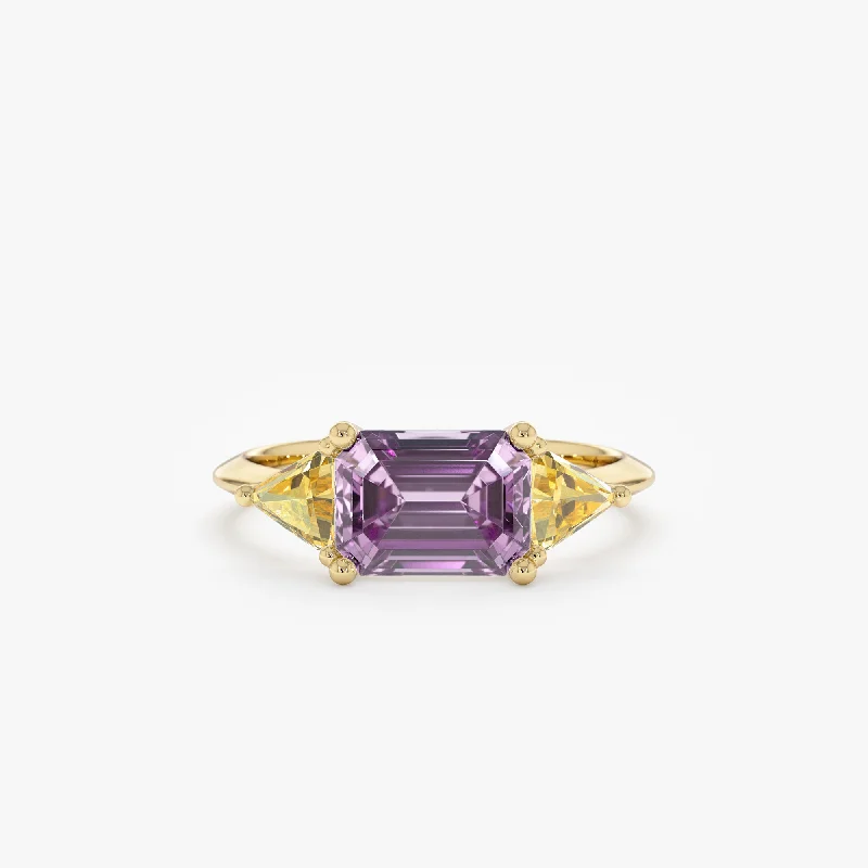 women's personalized engagement rings-Amethyst Citrine Engagement Ring, Aqila