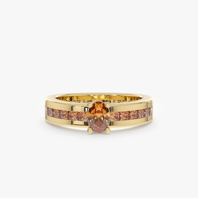 women's heart shaped engagement rings-Art Deco Citrine Engagement Ring, Cyid