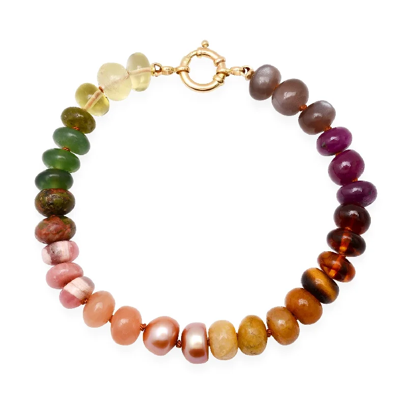 women's energy healing bracelets-Fall Foliage Semiprecious Beaded Bracelet