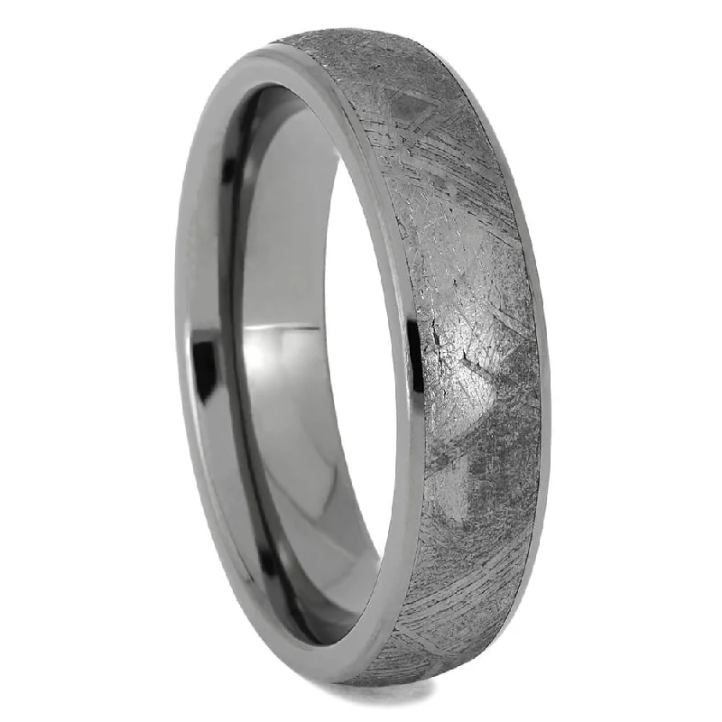 women's ethical engagement rings-Women's Titanium Meteorite Wedding Band