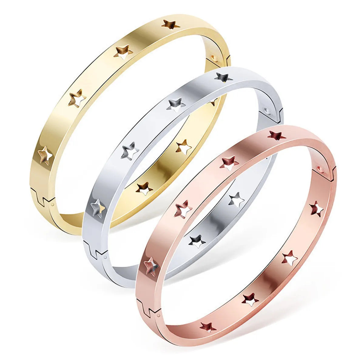 women's bridal bracelets-Streetwear Star Titanium Steel Plating Bangle