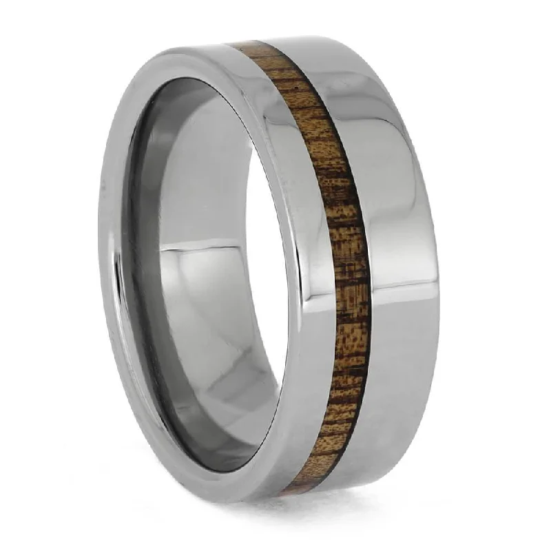 women's aquamarine engagement rings-Koa Wood Wedding Band in Titanium