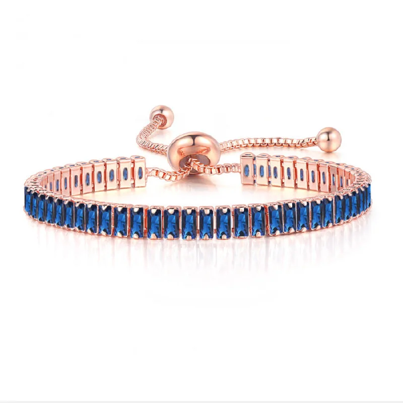 Rose Gold Sapphire Blue 2.5*5mm44 Diamonds