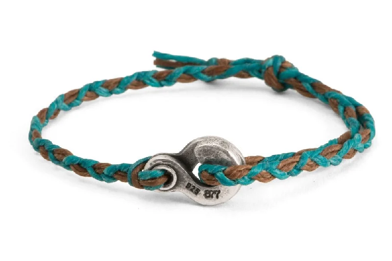 women's gothic bracelets-#136 - Men’s bracelet Canvas Double Hook turquoise brown