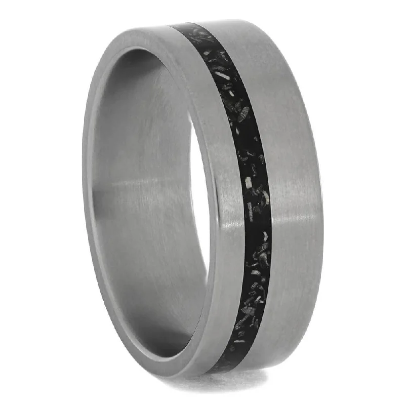 women's white gold engagement rings-Black Stardust Men's Wedding Band