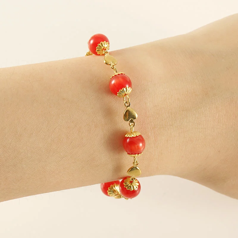 Pearly Red Five Beads