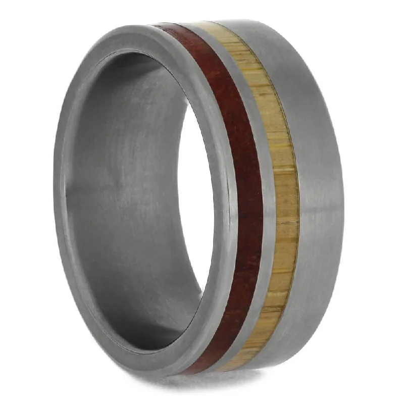 women's emerald engagement rings-Ruby Redwood & Bamboo Wedding Band