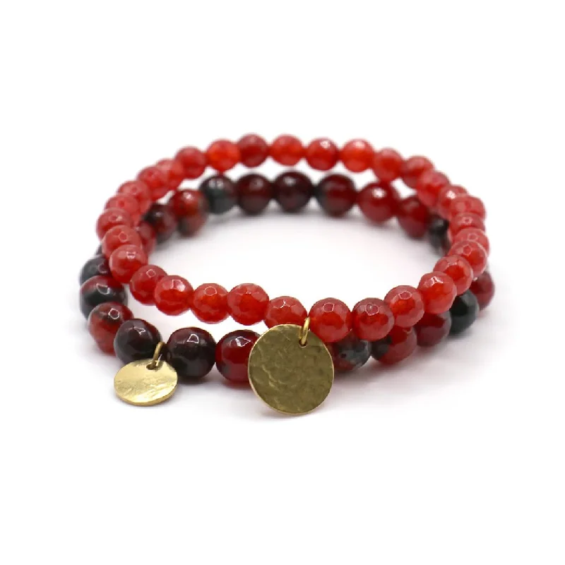 women's tribal bracelets-Red Stone Bracelets