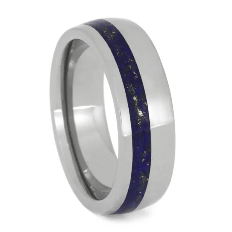 women's birthstone engagement rings-Women's Lapis Lazuli Wedding Band