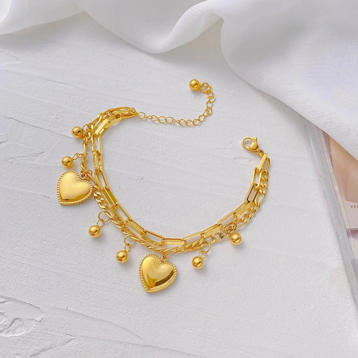 women's star bracelets-Simple Style Heart Shape Titanium Steel Plating Gold Plated Bracelets