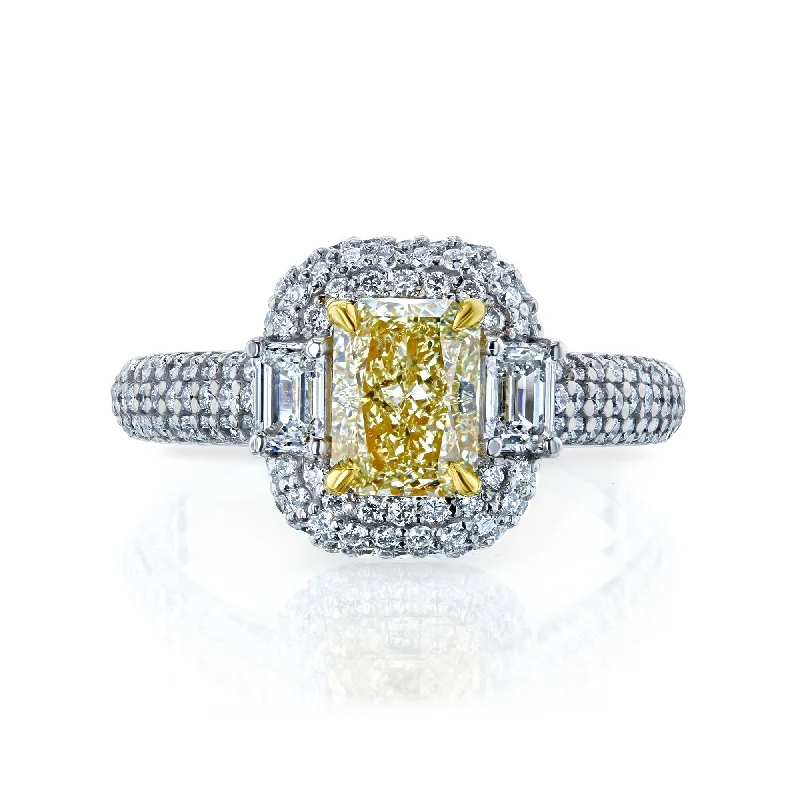 women's handcrafted engagement rings-The Vega Fancy Yellow Diamond Ring (GIA)