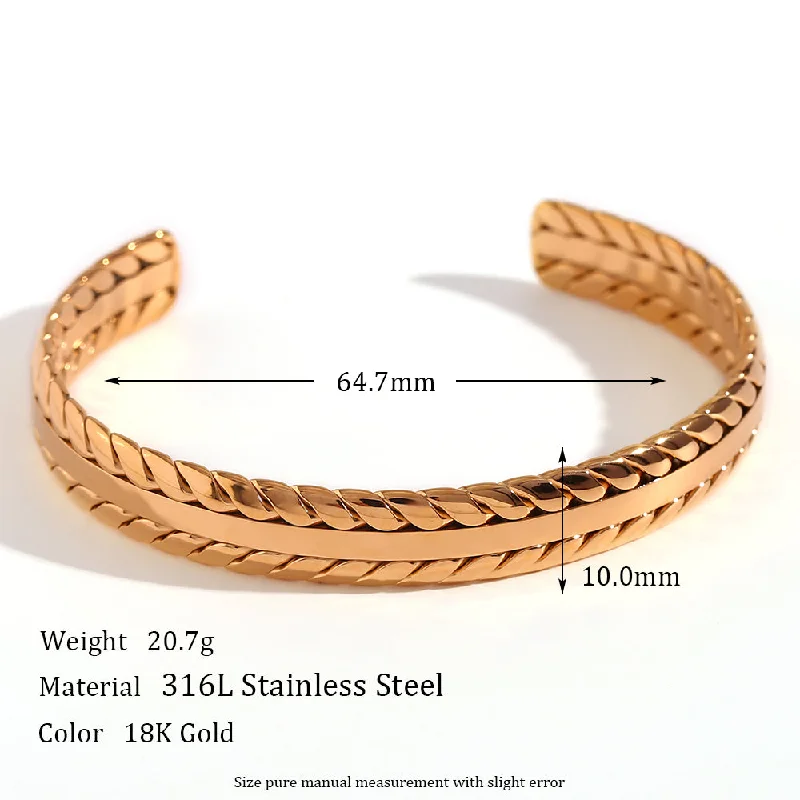 Double Woven Open-Ended Bracelet-Gold