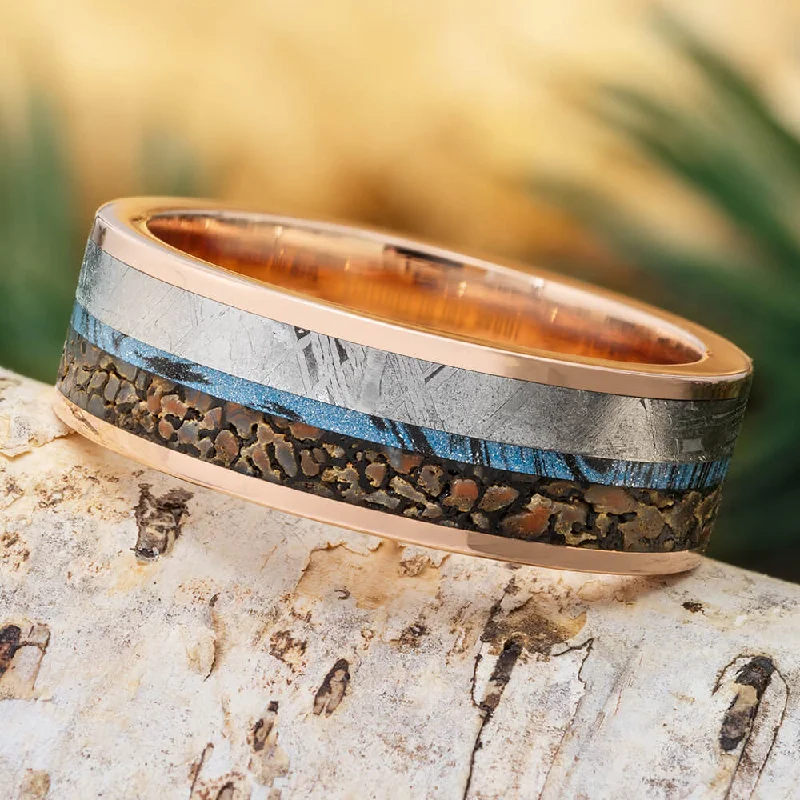 women's best friend rings-Mokume, Meteorite & Dinosaur Bone Men's Wedding Band