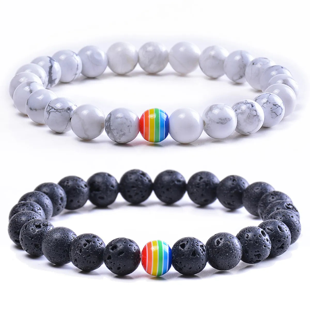 women's ethically sourced bracelets-Ethnic Style Rainbow Natural Stone Bracelets In Bulk