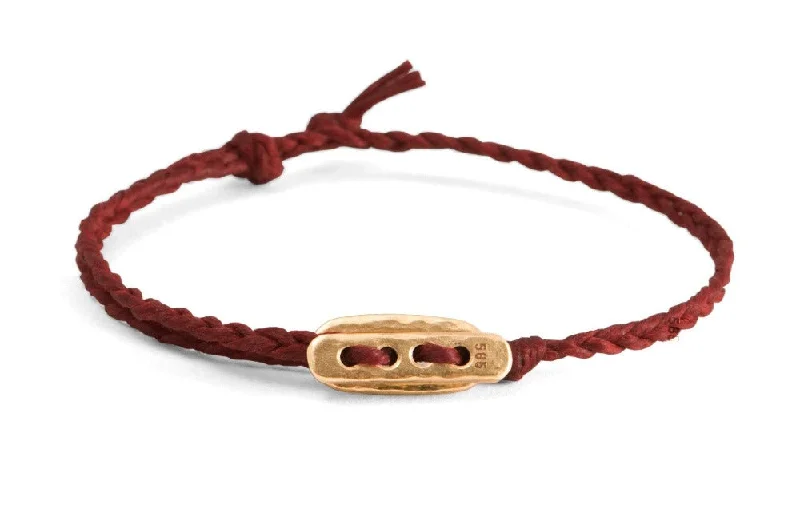 women's wedding bracelets-#126 - Men’s bracelet Canvas Toggle red - GOLD