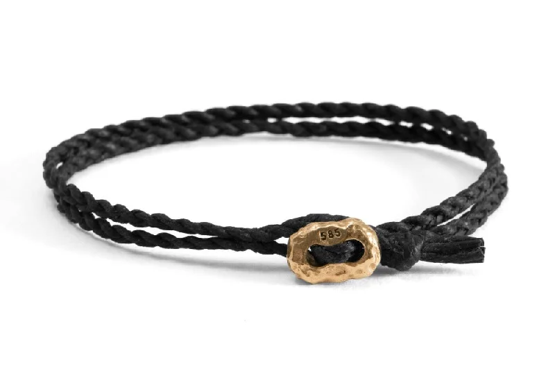 women's rose gold bracelets-#129 - Men’s bracelet Nugget black - GOLD