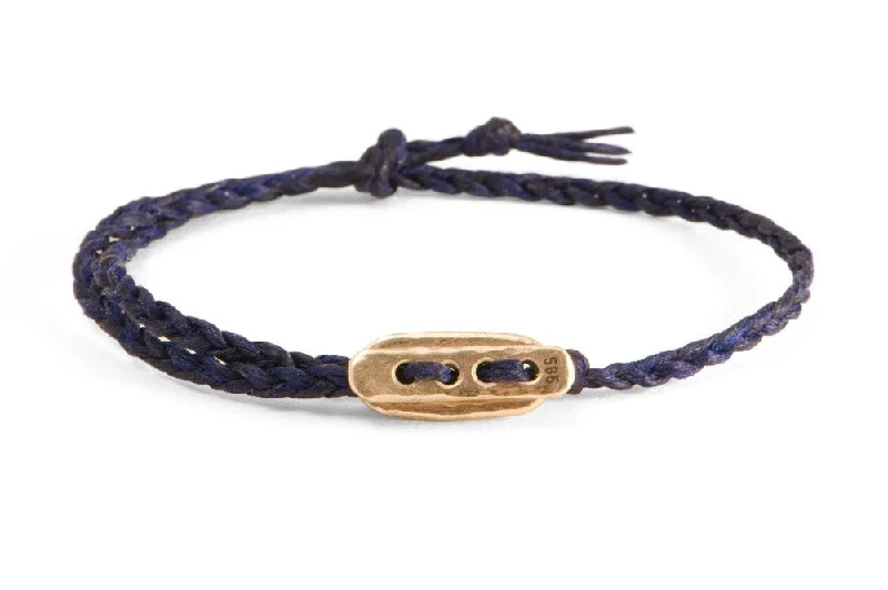 women's bridal bracelets-#127 - Men’s bracelet Canvas Toggle dark blue - GOLD