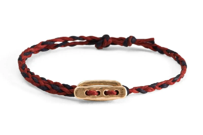 women's three-layer bracelets-#128 - Men’s bracelet Canvas Toggle red dark blue - GOLD