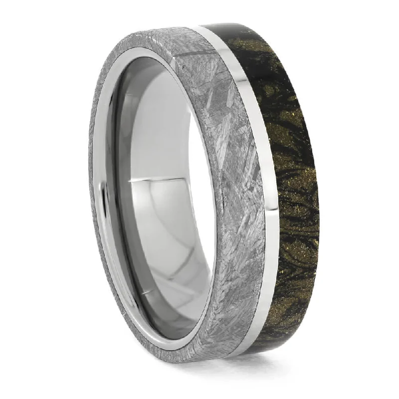 women's rustic engagement rings-Mokume & Meteorite Wedding Band