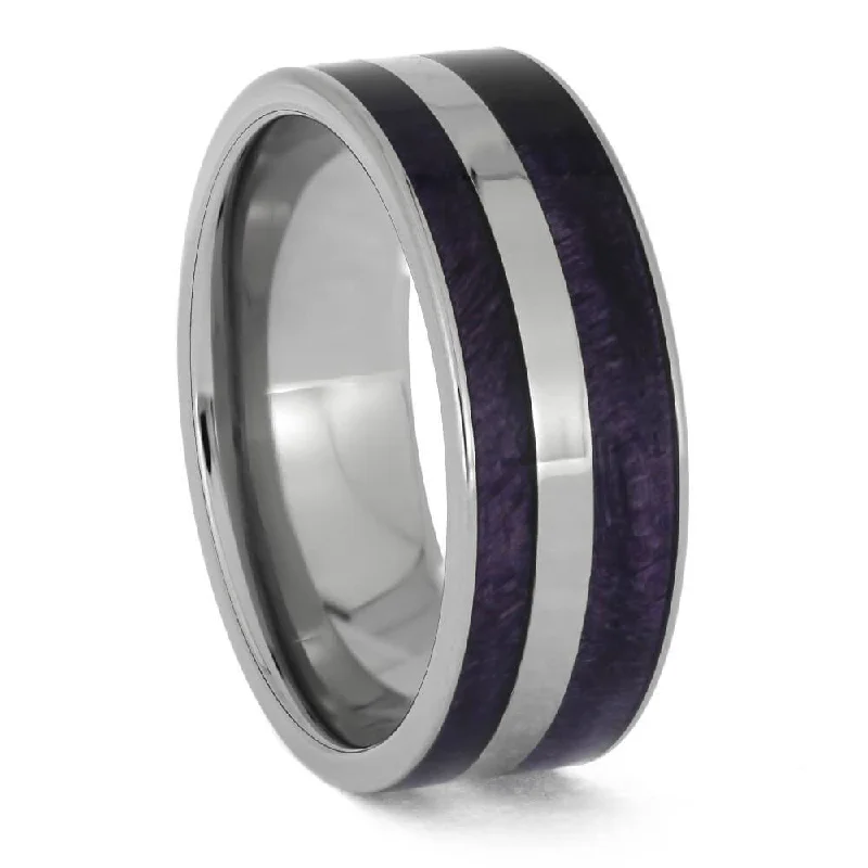 women's bold engagement rings-Purple Box Elder Burl Wedding Band