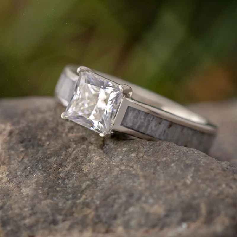 women's two-tone engagement rings-Antler Engagement Ring with Princess Cut Stone