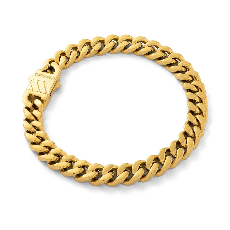 women's wedding bracelets-9mm Cuban Bracelet (Gold)