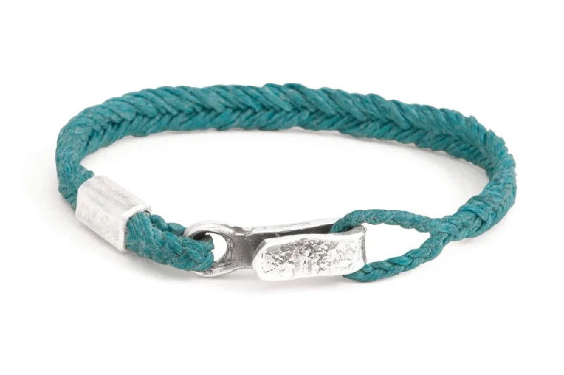 women's best friend bracelets-#140 - Men’s bracelet Canvas Sterling Silver turquoise