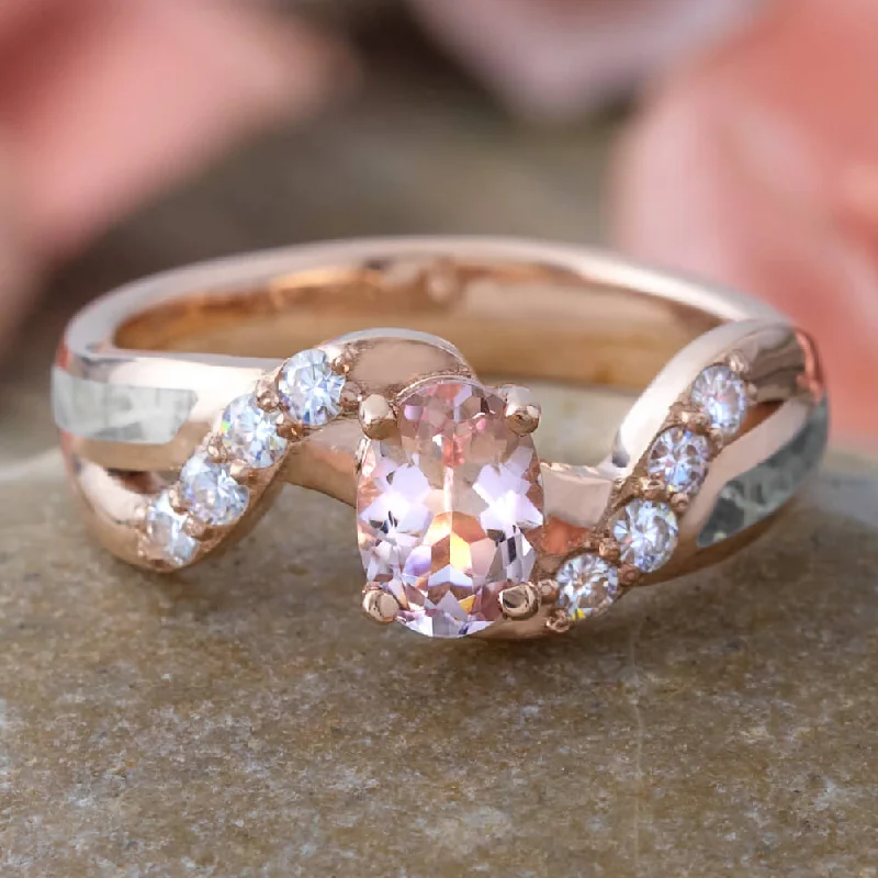 women's mixed metal engagement rings-Unique Morganite Engagement Ring with Stardust