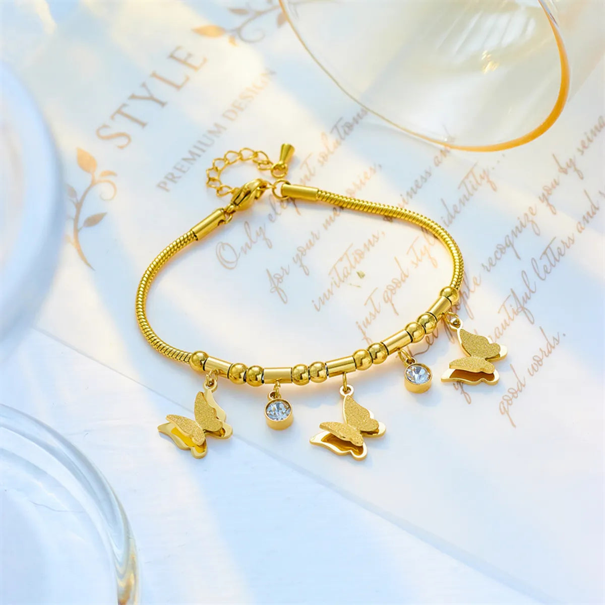 women's eco-friendly bracelets-Korean Style Butterfly Titanium Steel Plating 18k Gold Plated Bracelets