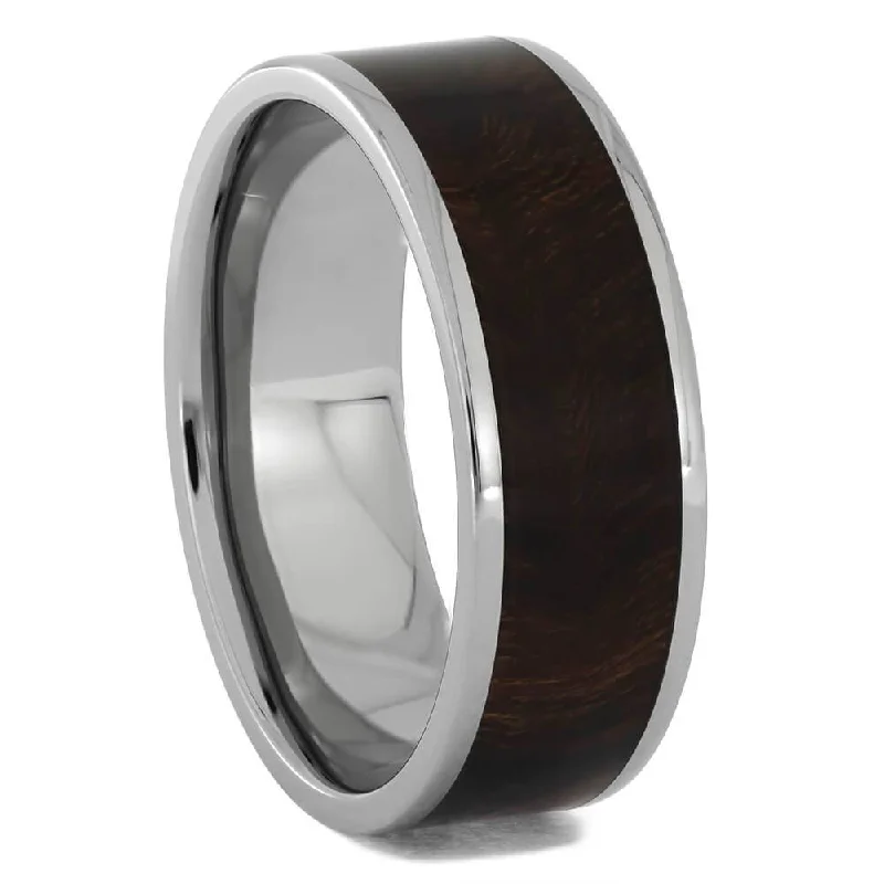 women's oval engagement rings-Men's Titanium & Ironwood Wedding Band