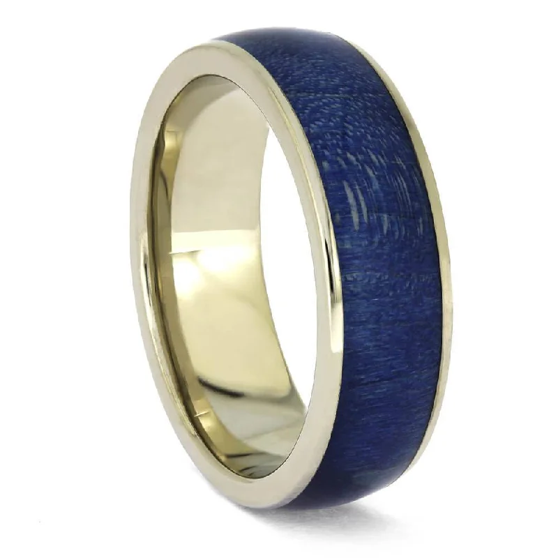 women's tanzanite engagement rings-Blue Wood Wedding Band in White Gold