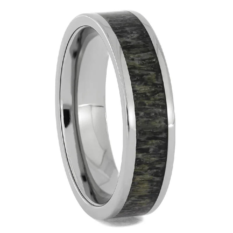 women's petite engagement rings-Deer Antler Wedding Band in Titanium