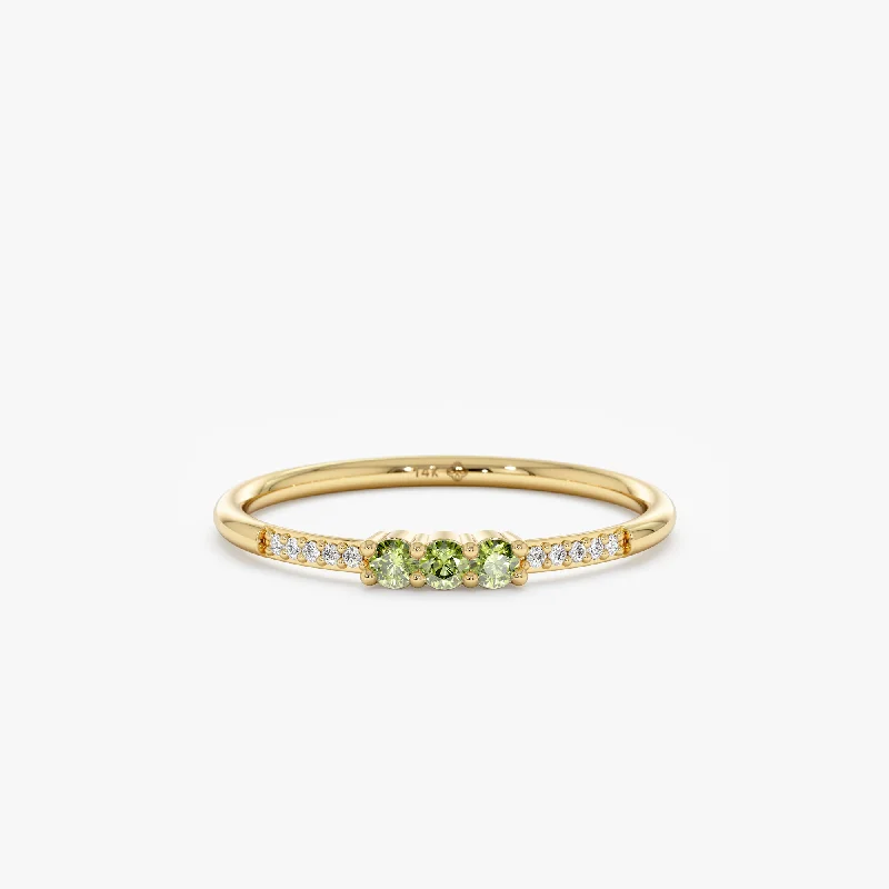 women's ruby engagement rings-Natural Peridot and Diamond Ring, Jamie