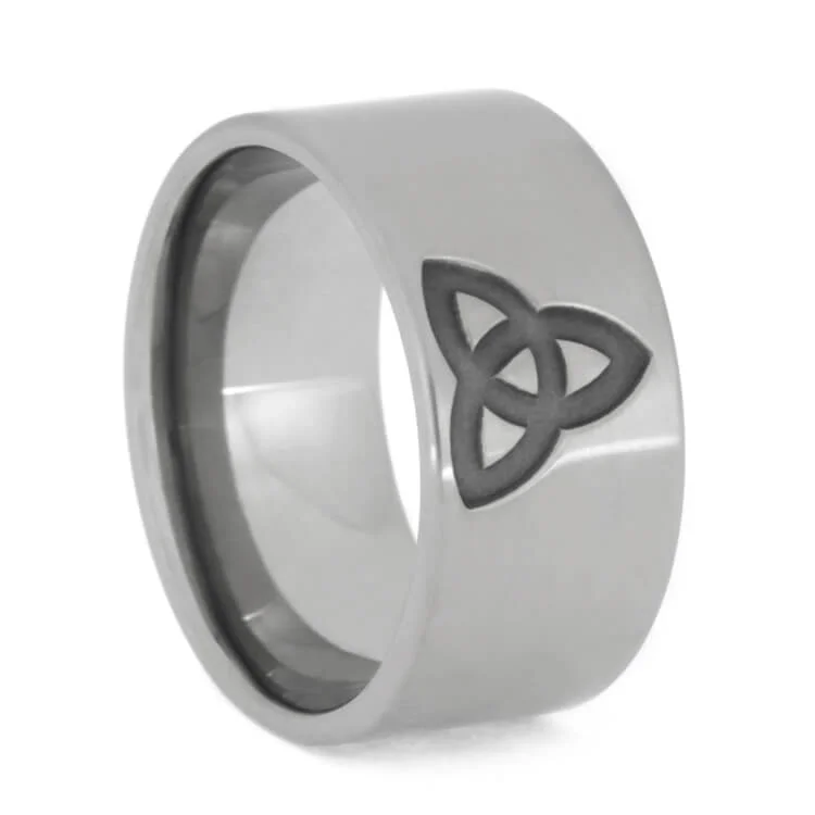 women's floral engagement rings-Trinity Knot Men's Wedding Band in Titanium