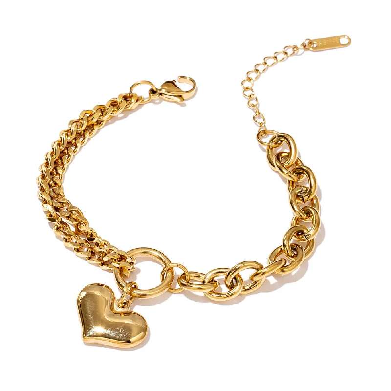 Jye31 Bracelet Gold Big Heart Asymmetric